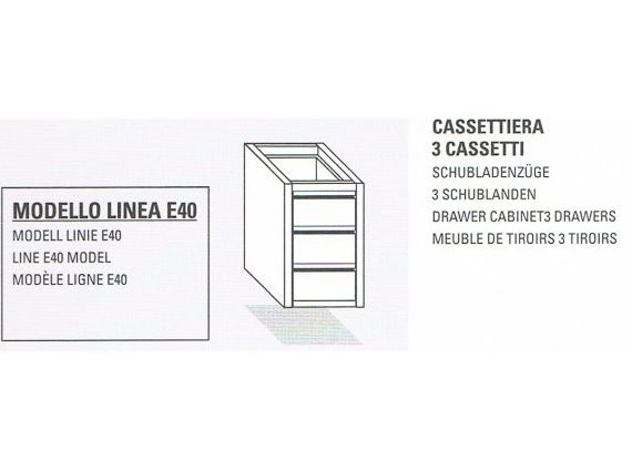 Cassettiera 3 cassetti inox per tavoli aperti linea E40.